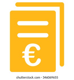 Euro Catalog List vector icon. Style is flat symbol, yellow color, rounded angles, white background.