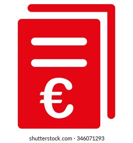 Euro Catalog List vector icon. Style is flat symbol, red color, rounded angles, white background.