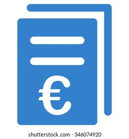 Euro Catalog List vector icon. Style is flat symbol, cobalt color, rounded angles, white background.