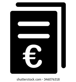 Euro Catalog List vector icon. Style is flat symbol, black color, rounded angles, white background.