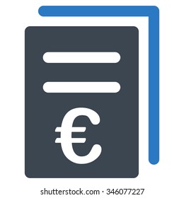 Euro Catalog List vector icon. Style is bicolor flat symbol, smooth blue colors, rounded angles, white background.
