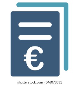Euro Catalog List vector icon. Style is bicolor flat symbol, cyan and blue colors, rounded angles, white background.