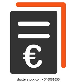 Euro Catalog List vector icon. Style is bicolor flat symbol, orange and gray colors, rounded angles, white background.