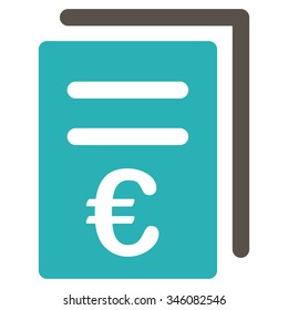 Euro Catalog List vector icon. Style is bicolor flat symbol, grey and cyan colors, rounded angles, white background.