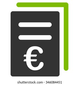 Euro Catalog List vector icon. Style is bicolor flat symbol, eco green and gray colors, rounded angles, white background.