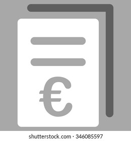 Euro Catalog List vector icon. Style is bicolor flat symbol, dark gray and white colors, rounded angles, silver background.
