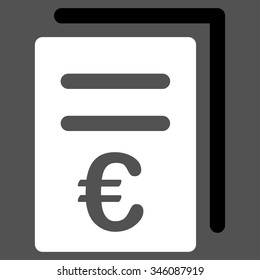 Euro Catalog List vector icon. Style is bicolor flat symbol, black and white colors, rounded angles, gray background.