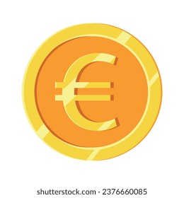 euro cent Golden euro cent isolated coin icon. Vector illustration