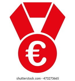 Euro Champion Medal icon. Vector style is flat iconic symbol, red color, white background.