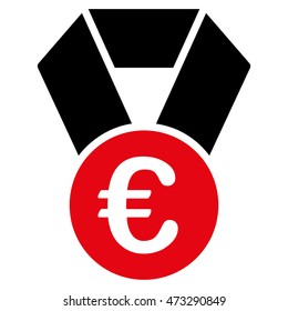 Euro Champion Medal icon. Vector style is bicolor flat iconic symbol, intensive red and black colors, white background.
