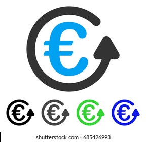 Euro Chargeback flat vector icon. Colored euro chargeback gray, black, blue, green icon versions. Flat icon style for web design.