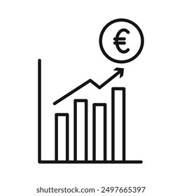 Euro chart icon Black line art vector