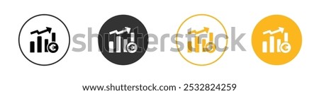 Euro chart icon black and white vector outline sign