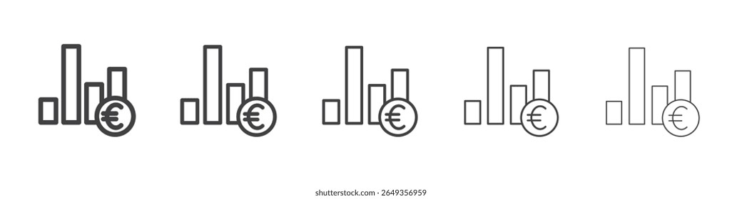 Ícone do gráfico do euro Símbolo de ilustração gráfica em linha