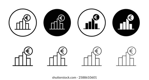 Euro chart icon Simple outline vector logo