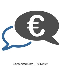 Euro Chat icon. Vector style is bicolor flat iconic symbol with rounded angles, cobalt and gray colors, white background.