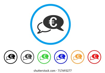 Euro Chat rounded icon. Style is a flat euro chat grey symbol inside light blue circle with black, gray, green, blue, red, orange variants. Vector designed for web and software interfaces.