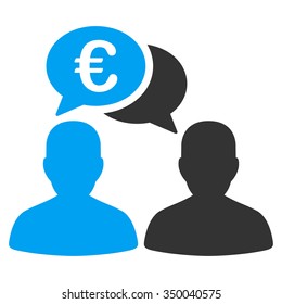 Euro Chat vector icon. Style is bicolor flat symbol, blue and gray colors, rounded angles, white background.