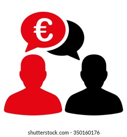 Euro Chat vector icon. Style is bicolor flat symbol, intensive red and black colors, rounded angles, white background.