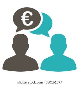 Euro Chat vector icon. Style is bicolor flat symbol, grey and cyan colors, rounded angles, white background.