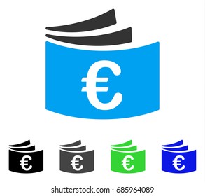 Euro Checkbook flat vector icon. Colored euro checkbook gray, black, blue, green pictogram versions. Flat icon style for web design.