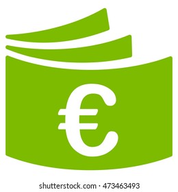 Euro Checkbook icon. Vector style is flat iconic symbol with rounded angles, eco green color, white background.