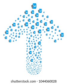 Euro Checkbook pattern created in the combination of ahead way arrow. Ahead pointer arrow shape created from euro checkbook pictograms.