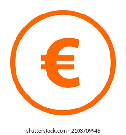 Euro y círculo sobre blanco