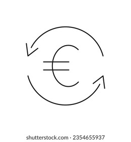 Euro in circular arrow. Payment, refund icon line style isolated on white background. Vector illustration