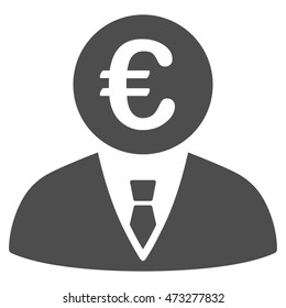 Euro Clerk icon. Vector style is flat iconic symbol, gray color, white background.