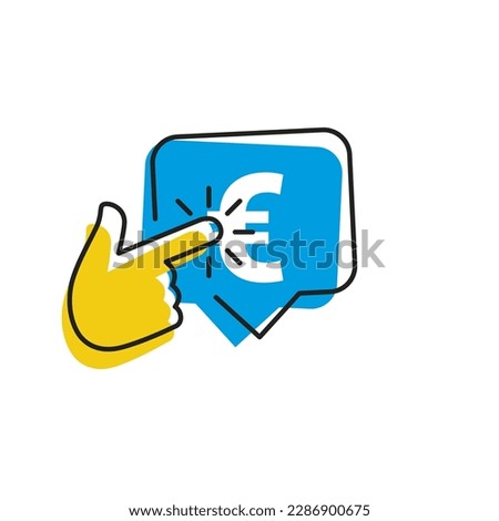 Euro click pay icon. Button, ui, web. Media click pay. Hand click finger click pay icon vector