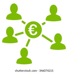 Euro Client Payments vector icon. Style is flat symbol, eco green color, rounded angles, white background.