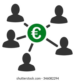 Euro Client Payments vector icon. Style is bicolor flat symbol, green and gray colors, rounded angles, white background.