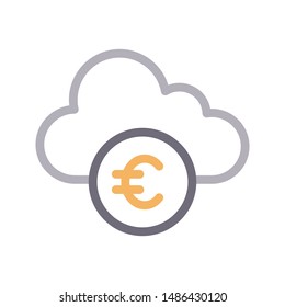 euro cloud colour line vector icon