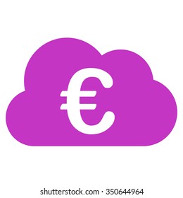 Euro Cloud vector icon. Style is flat symbol, violet color, rounded angles, white background.