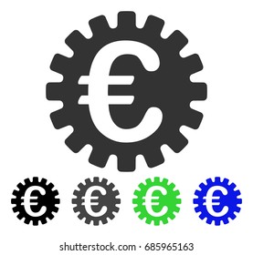 Euro Cog flat vector pictogram. Colored euro cog gray, black, blue, green icon versions. Flat icon style for web design.