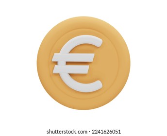 euro coin with 3d vector icon cartoon minimal style