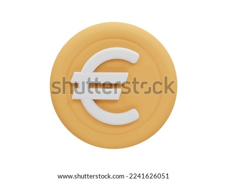 euro coin with 3d vector icon cartoon minimal style