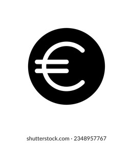 Euro coin black glyph ui icon. Currency and money. Finance and banking. User interface design. Silhouette symbol on white space. Solid pictogram for web, mobile. Isolated vector illustration