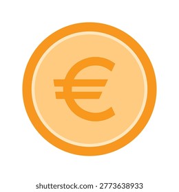 Euro Coin color flat vector icon isolated on white background