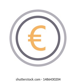euro coin colour line vector icon