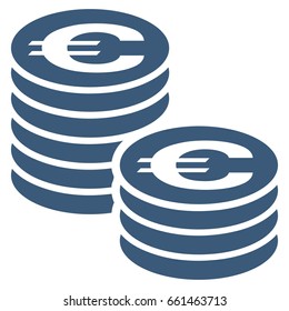 Euro Coin Columns vector icon. Flat blue symbol. Pictogram is isolated on a white background. Designed for web and software interfaces.
