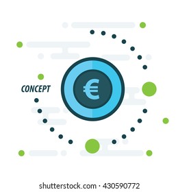 euro coin concept blue