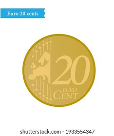 Euro coin currency 20 cents vector illustration
