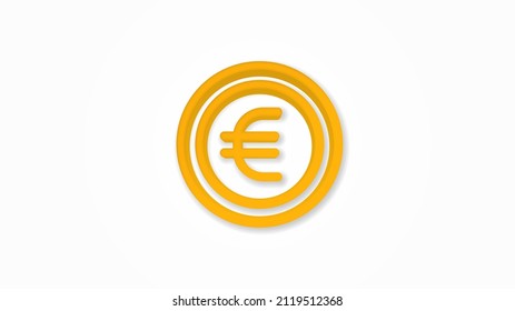 euro coin, currency realistic icon. 3d vector illustration. Isolated line color pictogram. Transparent shadows