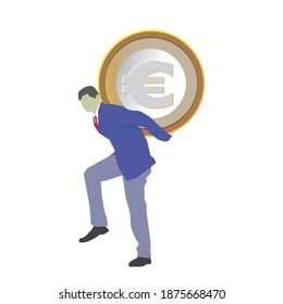 moneda de euro y hombre ejecutivo, ilustración vectorial [convertida]