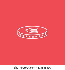 Euro Coin Flat Icon On Red Background
