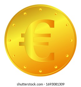 Euro coin gold icon. Gold money or investment illustrations as a simple and fashionable symbol for design and websites, presentations or mobile applications. Isolated on white background. Vector