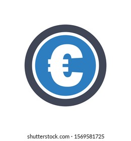 Euro Coin Icon in Blue Gray Color
