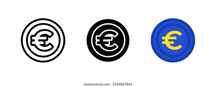 Euro coin icon. Currency symbol. Digital money vector illustration. Finance, investment and banking pictogram. Cash transaction and economic exchange concept.